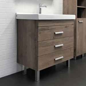 Тумба напольная Comforty Никосия 80 + раковина Дуб темный 00-00007621CF