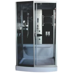 Душевая кабина Водный мир 125х90, Хром / Тонированное, Низкий поддон левая