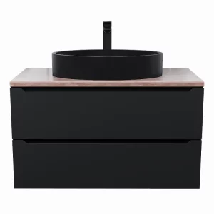 Тумба подвесная Uperwood Tanos 90 + раковина Rome  Черный / Бук светлый