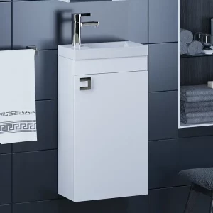 Тумба подвесная Uperwood Vizo 40,5 + раковина  Белый глянцевый