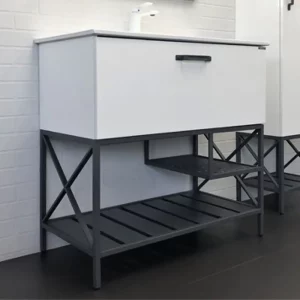 Тумба напольная Comforty Бредфорд 91 + раковина Белый / Графит 00-00009955CF