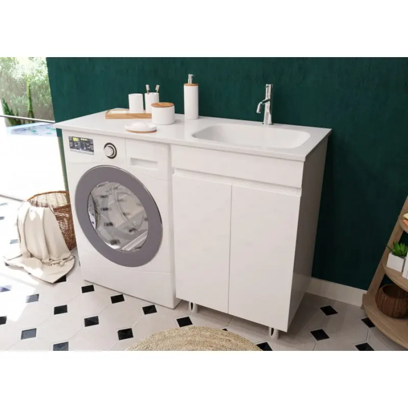 Тумба напольная Эстет Barcelona Luxe под стиральную машину 55 с раковиной Белый ФР-00007066 Тумба напольная Эстет Barcelona Luxe под стиральную машину 55 с раковиной Белый ФР-00007066