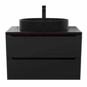 Тумба подвесная Uperwood Tanos 80,2 + раковина Rome  Черный / Бук темный