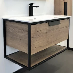 Тумба подвесная Comforty Бонн 91 + раковина Дуб темный 00-00003466CF