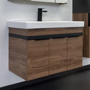 Тумба подвесная Comforty Соло 90 + раковина Дуб темно-коричневый 00-00010979CF Тумба подвесная Comforty Соло 90 + раковина Дуб темно-коричневый 00-00010979CF