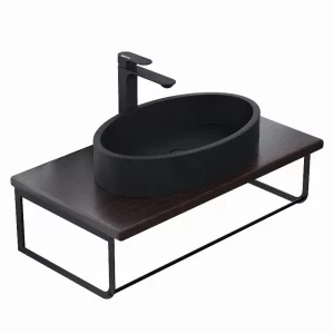 Столешница Uperwood Tanos 80 + раковина Rome + кронштейн Черный / Бук темный