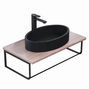 Столешница Uperwood Tanos 80 + раковина Rome + кронштейн Черный / Бук светлый