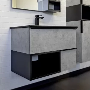 Тумба подвесная Comforty Франкфурт 75 + раковина Бетон светлый 00-00011082CF