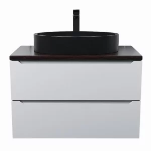 Тумба подвесная Uperwood Tanos 80,2 + раковина Rome  Черный / Бук темный