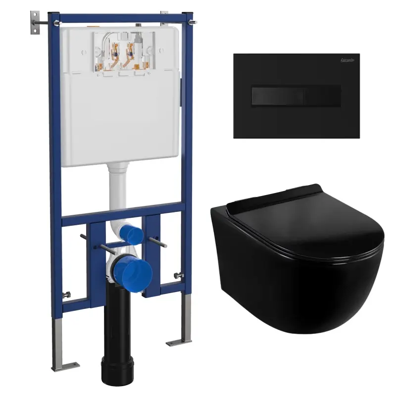Инсталляция Loranto + унитаз Canto с сиденьем + кнопка смыва Line Черная матовая 4501+7323+CS-203HM-MB Инсталляция Loranto + унитаз Canto с сиденьем + кнопка смыва Line Черная матовая 4501+7323+CS-203HM-MB