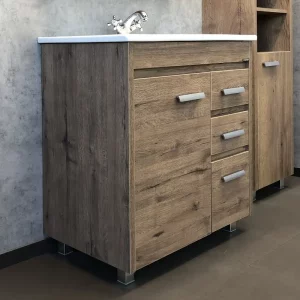Тумба напольная Comforty Марио 75 + раковина Дуб темный 00-00004157CF Тумба напольная Comforty Марио 75 + раковина Дуб темный 00-00004157CF