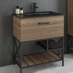 Тумба напольная Comforty Бредфорд 75,5 + раковина Дуб темный 00004149064CF