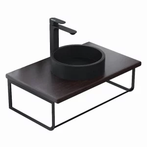 Столешница Uperwood Tanos 70 + раковина Round + кронштейн Черный / Бук темный