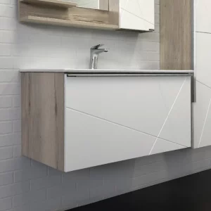 Тумба подвесная Comforty Мерано 47 + раковина Белый / Дуб дымчатый 00-00008478CF