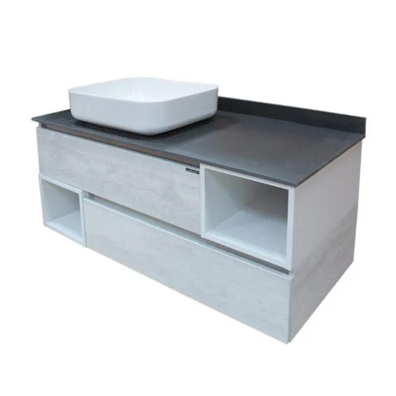 Тумба подвесная Comforty Прага 120 + раковина + антрацитовая столешница Дуб белый 00-00004130 Тумба подвесная Comforty Прага 120 + раковина + антрацитовая столешница Дуб белый 00-00004130