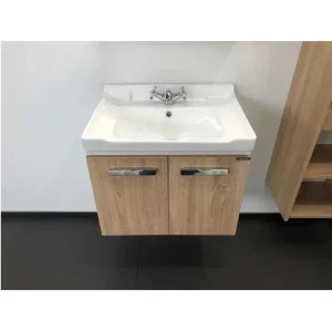 Тумба подвесная Comforty Рига 62 + раковина Дуб 00004142213CF