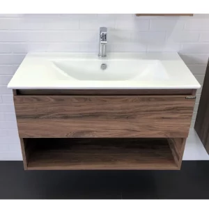 Тумба подвесная Comforty Бордо 90 + раковина Дуб темный 00-00006671CF