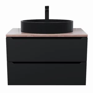 Тумба подвесная Uperwood Tanos 80,2 + раковина Rome  Черный / Бук светлый