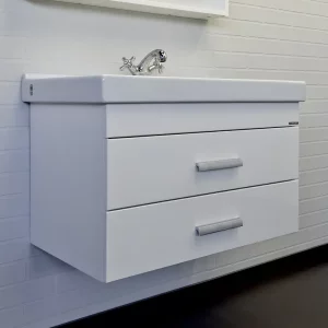 Тумба подвесная Comforty Никосия 80 + раковина Белый глянцевый 00-00011163CF