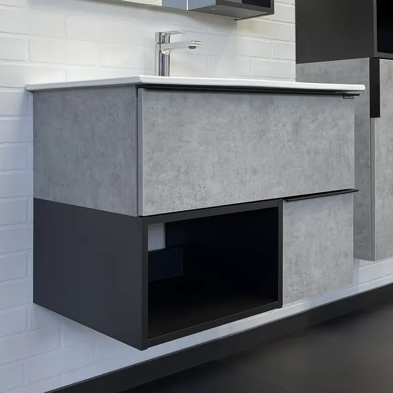 Тумба подвесная Comforty Франкфурт 75 + раковина Бетон светлый 00-00011080CF Тумба подвесная Comforty Франкфурт 75 + раковина Бетон светлый 00-00011080CF