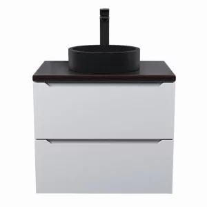 Тумба подвесная Uperwood Tanos 60 + раковина Round Белый / Бук темный 2910210412