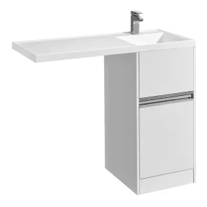 Тумба напольная с раковиной Aquaton Лондри правая 42х50 с правой раковиной Лондри Белый 1A2360K0LH010