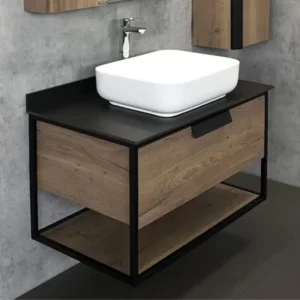 Тумба подвесная Comforty Кёльн 90,5 + раковина + черная столешница Дуб темный 00004149965CF Тумба подвесная Comforty Кёльн 90,5 + раковина + черная столешница Дуб темный 00004149965CF