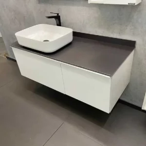 Тумба подвесная Comforty Милан 120 + раковина Белый / Серый 00-00004024