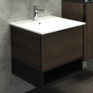 Тумба подвесная Comforty Франкфурт 61 + раковина Дуб шоколадно-коричневый 00004150530CF