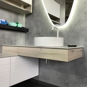 Тумба подвесная Comforty Клеон 120 + раковина + белая столешница Дуб дымчатый 00-00001892CF Тумба подвесная Comforty Клеон 120 + раковина + белая столешница Дуб дымчатый 00-00001892CF