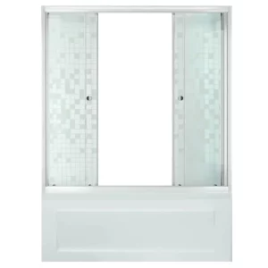 Шторка для ванны Triton Аква 150см с узором Мозаика, Белый / Матовое