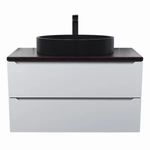 Тумба подвесная Uperwood Tanos 90 + раковина Rome  Черный / Бук темный