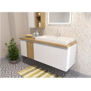 Тумба подвесная Эстет Malibu 140 с раковиной Белый / Сосна ФР-00007127