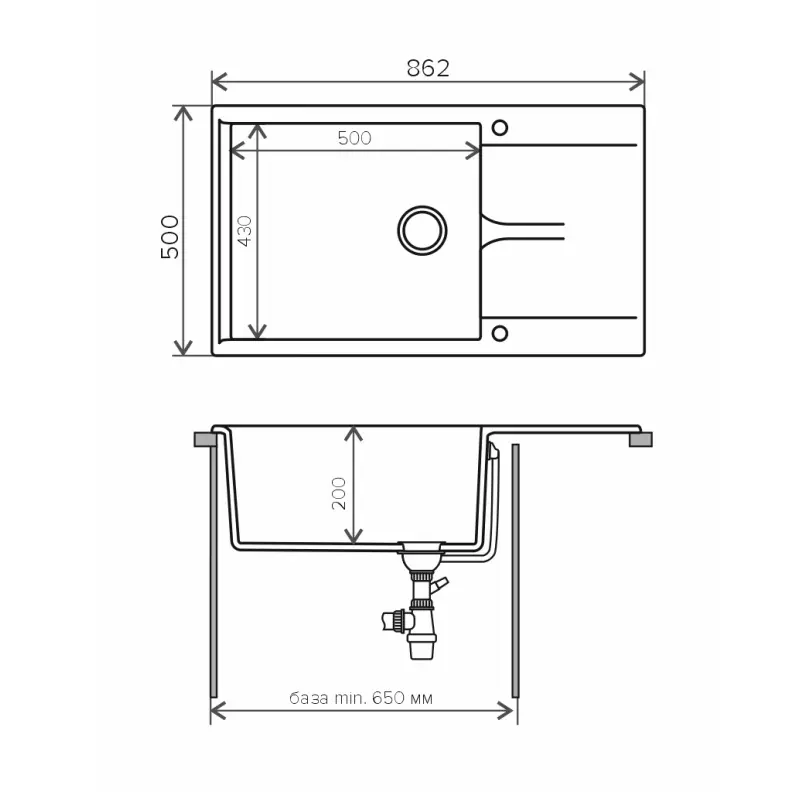 Мойка кухонная Polygran Gals 86,2 444621 Песочный Мойка кухонная Polygran Gals 86,2 444621 Песочный — изображение 2