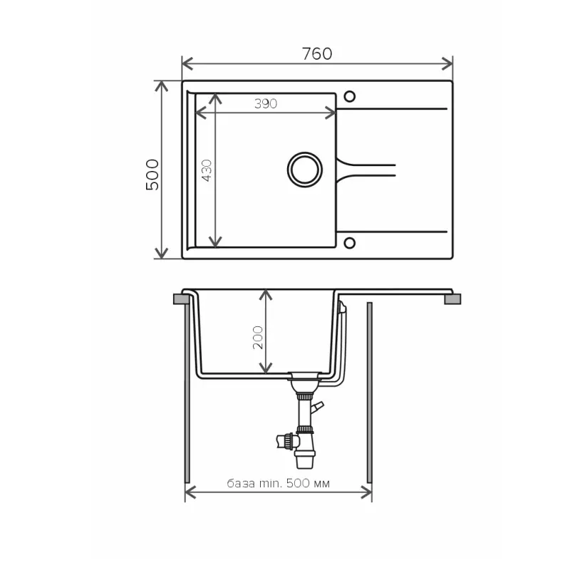 Мойка кухонная Polygran Gals 76 290617 Песочный Мойка кухонная Polygran Gals 76 290617 Песочный — изображение 2