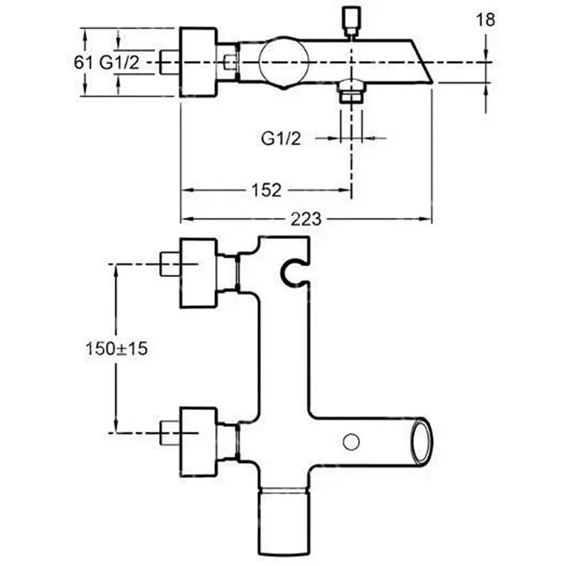 Смеситель для ванны и душа Jacob Delafon Toobi E8963-CP Смеситель для ванны и душа Jacob Delafon Toobi E8963-CP — изображение 2