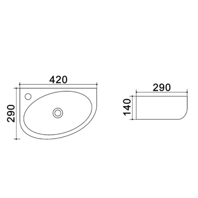 Раковина подвесная Azario AZ 42х29 левая Белый AZ-4519A Раковина подвесная Azario AZ 42х29 левая Белый AZ-4519A — изображение 2