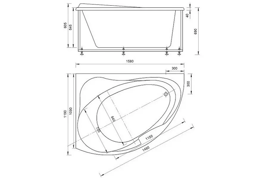 Ванна акриловая Акватек Альтаир 160х120 правая Ванна акриловая Акватек Альтаир 160х120 правая — изображение 2