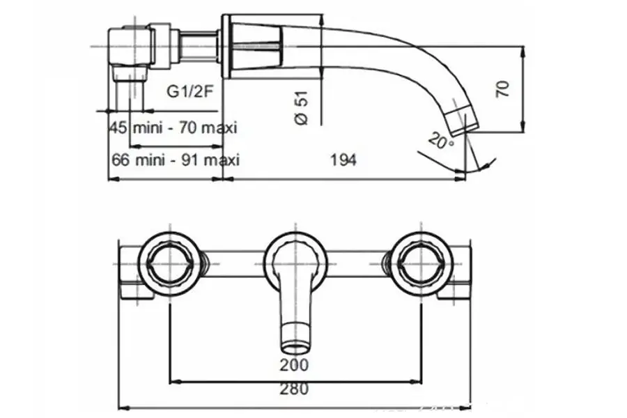 Смеситель для раковины Jacob Delafon Elevation на 3 отверстия настенный E18872-CP Смеситель для раковины Jacob Delafon Elevation на 3 отверстия настенный E18872-CP — изображение 2