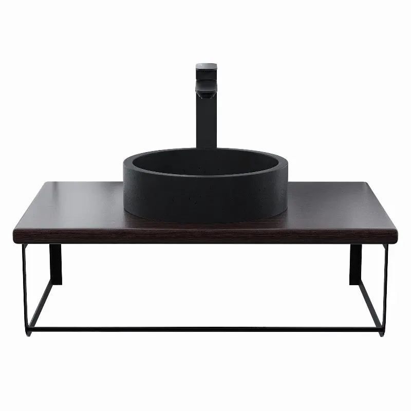 Столешница Uperwood Tanos 70 + раковина Round + кронштейн Черный / Бук темный Столешница Uperwood Tanos 70 + раковина Round + кронштейн Черный / Бук темный — изображение 2