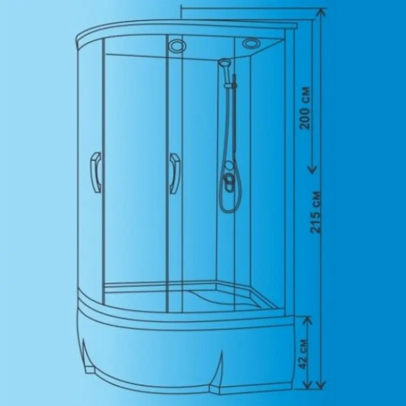 Душевая кабина Водный мир 120х80, Хром / Матовое, Высокий поддон правая Душевая кабина Водный мир 120х80, Хром / Матовое, Высокий поддон правая — изображение 2