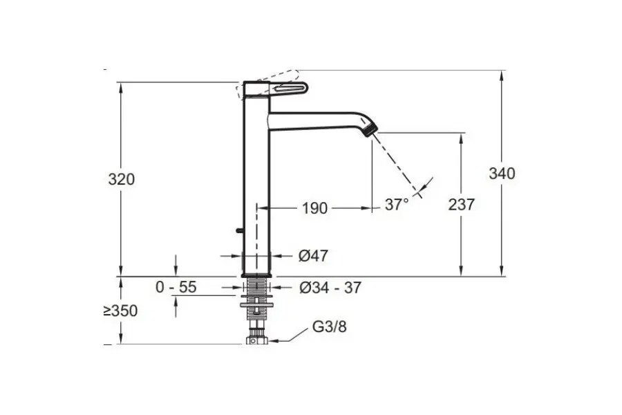 Смеситель для раковины Jacob Delafon Nouvelle Vague E78340-CAT Смеситель для раковины Jacob Delafon Nouvelle Vague E78340-CAT — изображение 2