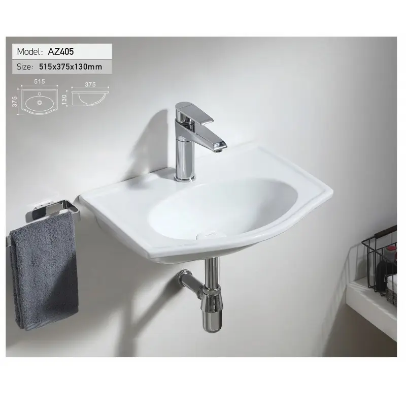 Раковина подвесная Azario AZ 51,5х37,5 Белый AZ-405 Раковина подвесная Azario AZ 51,5х37,5 Белый AZ-405 — изображение 2