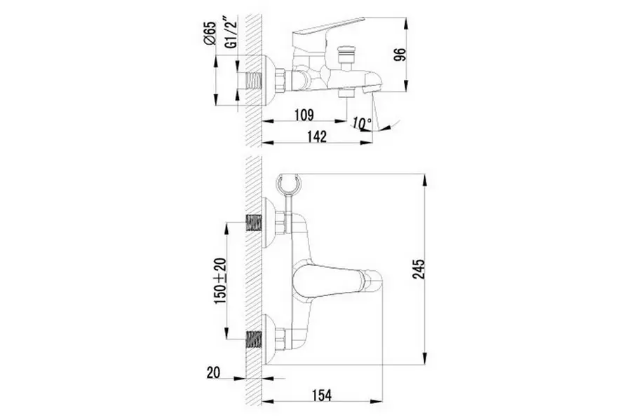 Смеситель для ванны Lemark Partner Хром LM6552C Смеситель для ванны Lemark Partner Хром LM6552C — изображение 2