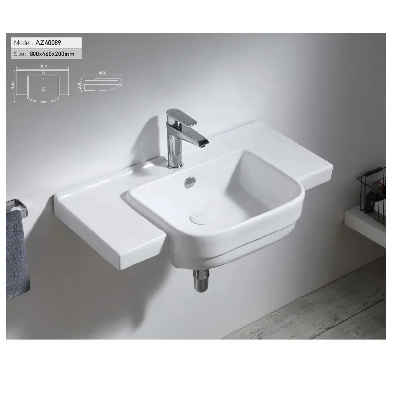 Раковина подвесная Azario AZ 80х46 Белый AZ-40089 Раковина подвесная Azario AZ 80х46 Белый AZ-40089 — изображение 2