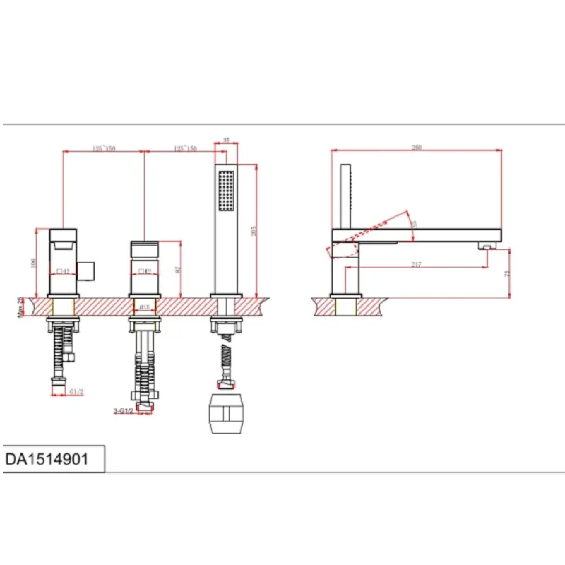 Смеситель на борт ванны D&K Bayern.Liszt Черный матовый DA1514905 Смеситель на борт ванны D&K Bayern.Liszt Черный матовый DA1514905 — изображение 2