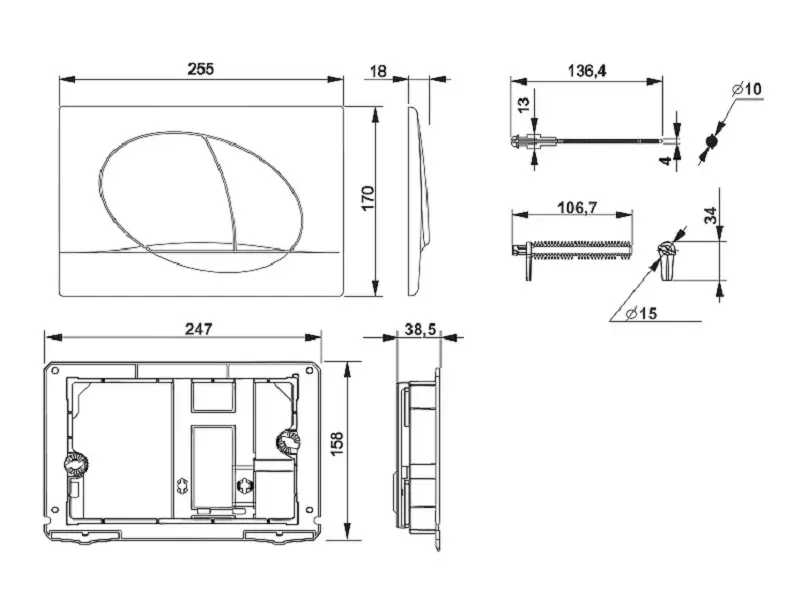 Клавиша смыва Active Pl 42B Хром матовый 8901140B2 Клавиша смыва Active Pl 42B Хром матовый 8901140B2 — изображение 2