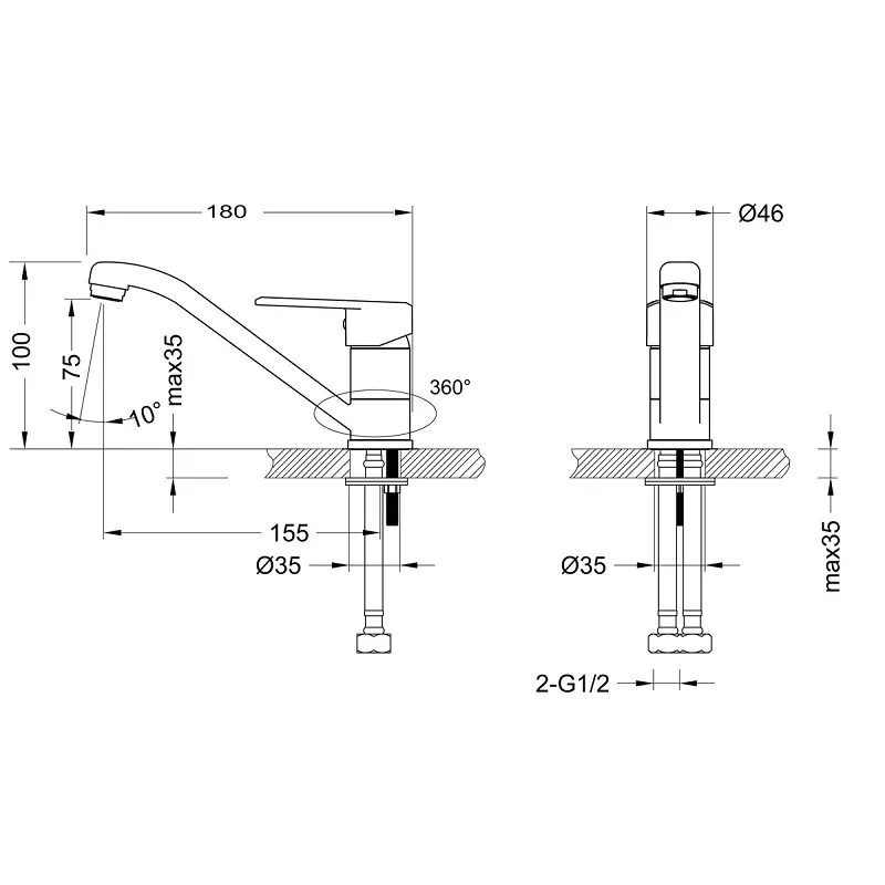 Смеситель для раковины Lemark Point LM0307C Хром Смеситель для раковины Lemark Point LM0307C Хром — изображение 2