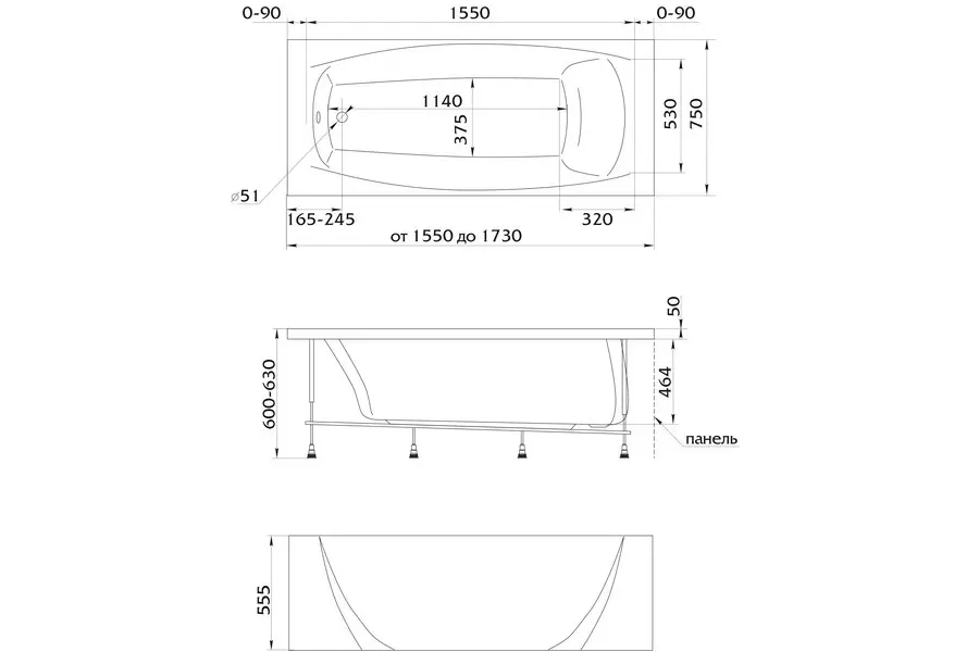 Ванна акриловая 1MarKa Pragmatika 173х75 Белый 01пр17375 Ванна акриловая 1MarKa Pragmatika 173х75 Белый 01пр17375 — изображение 2