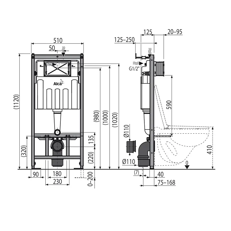 Инсталляция Alcadrain Ecology для скрытого монтажа унитаза AM101/1120E Инсталляция Alcadrain Ecology для скрытого монтажа унитаза AM101/1120E — изображение 2